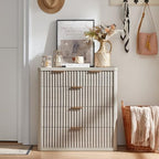 LEYAOYAO Fluted 5 Drawers Dresser for Bedroom, 34" Tall Modern Chest of Drawers with Metal Handle, Curved Profile Design,Light Grey Wood Drawer Organizer for Bedroom, Living Room, Hallway, Entryway - Image 3