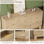 GarveeHome 59" Wide Fluted 9 Drawers Dresser, Oak - Image 4