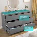 Vibe & Dine Grey Dressers for Bedroom, Double Dresser with 6 Drawers, Modern Chest of Drawers with Wide Storage for Closet, Bedroom, Living Room - Image 5