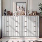 HOUROM 55“ Wide White Fluted Dresser for Bedroom with 10 Drawers - Image 5