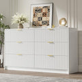 MAISONARIA White 6 Drawer Dresser for Bedroom, 55" Wide Modern Chest of Drawers with Gold Metal Handles, Fluted Wood TV Stand for Living Room, Hallway by MAISONARIA