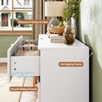 47.2" Wide Fluted 6 Drawer Dresser for Bedroom, White - Image 5