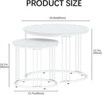 Garden 4 you Nesting Coffee Table, 23.6" Round Coffee Table Set of 2, Wooden - Image 2