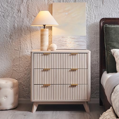 T4TREAM 32" Fluted 3 Drawer Dresser for Bedroom, White Alder - Image 7