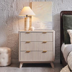 T4TREAM 32" Fluted 3 Drawer Dresser for Bedroom, White Alder - Image 7