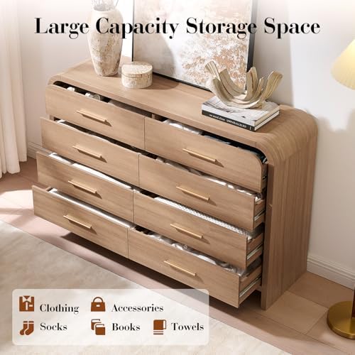 Curved Drawer Dresser for Bedroom with 8 Drawers, 54'' Wide Chest of Drawer - Image 4