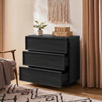 3 Drawer Dresser for Bedroom, 29.5" Wide Chest of Drawers with Storage, Wood Dresser TV Stand, Modern Closet Store Organizer for Living Room, Hallway, Nursery, Black - Image 3