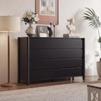 CHUWELL 55" Wide Black 8 Drawer Dresser for Bedroom with Solid Wood Legs - Image 5