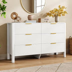 Fluted 6 Drawer Dresser, 47" High Gloss Dresser for Bedroom, White - Image 3