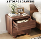 AVZEAR Set of 2 Modern 2 Drawer Dresser, 2 Drawer Nightstand Small Wooden Dresser Chest of Drawers, Handle Free & Curved Profile Design Sofa End Table for Living Room, Nursery, Walnut - Image 4