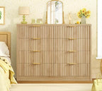 TEENOFN Fluted Dresser for Bedroom with 8 Drawers, 47.2" Wide Modern Chest of Drawers with Metal Handle, Dresser TV Stand, Wood Closet Clothes Storage Organizer for Living Room, Hallway, Natural - Image 4