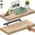 Ballucci Floating Shelf, 2-Pack 24" Natural Oak Floating Shelves for Wall, Wood Wall Shelf for Home Décor, Floating Shelves for Bathroom, Living Room, Bedroom, 8" Deep Wall Shelves by Ballucci