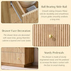 Aitjunz Fluted Dresser for Bedroom with 7 Drawers,45" Tal Modern Chest of Drawers with Metal Handle, Wooden Closet Clothes Storage Organizer for Living Room, Hallway, Natural Oak - Image 4