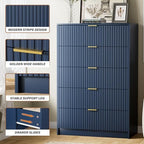 Furniway Blue Dresser for Bedroom, Modern Dresser with 5 Drawers and Smooth Slides, Wide Chest of Drawers with Golden Handles for Bedroom, Living Room, Closet, 15.7" D x 31.5" W x 47.2" H - Image 3