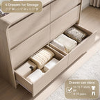 Aitjunz Modern 6 Drawers Dresser for Bedroom, 47" Wide Wood Dressers, Cream - Image 4