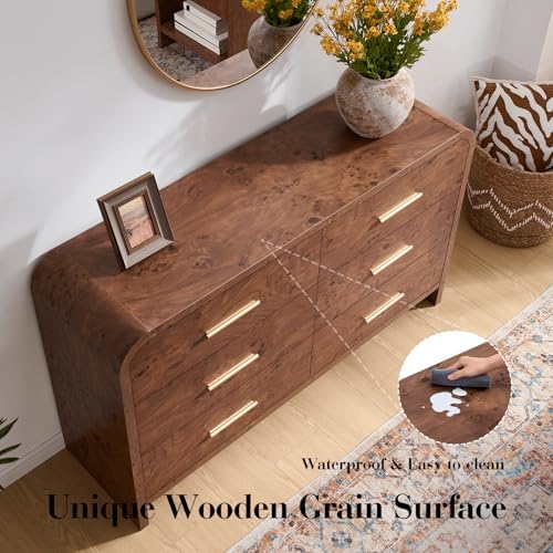 Curved Drawer Dresser for Bedroom with 6 Drawers, 54'' Wide Chest of Drawer - Image 5