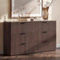 54" W Fluted 6 Drawer Bedroom Dresser, with Faux Marble Top,Dark Oak by DelArk