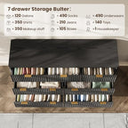 54" Wide Fluted 7 Drawers Dresser for Bedroom,Curved Edge,Black - Image 5