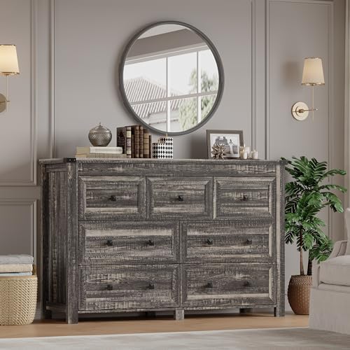 BORNOON 7-Drawer Dresser, Modern Wooden Storage Chest of Drawers, Dresser TV Stand, Wood Drawer Organizer with Metal Handles for Bedroom, Living Room, Hallway - Image 6