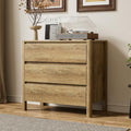 Furniway 31.5" Wide 3 Drawer Wood Dresser for Bedroom, Natural Oak by Furniway