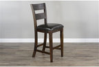Pemberly Row Set of 3 Wood Bar Unit and 2 Ladderback Barstool in Dark Brown - Image 7