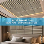 Art3d 6-Pack Acoustic Wood Slat Panel & Ceiling Tile, 2 x 2 ft, Ashtree - Image 4