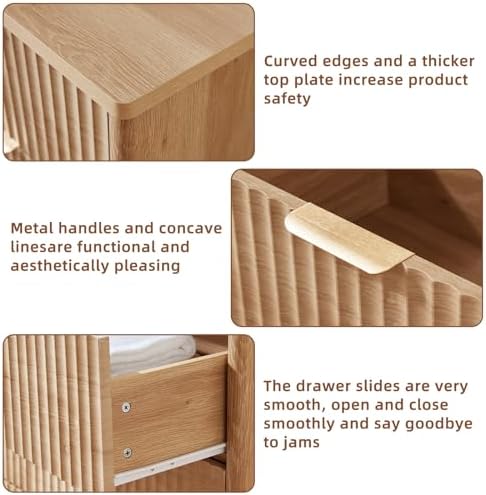 LEYAOYAO Farmhouse Fluted 6 Drawers Dresser for Bedroom, 42" Tall Modern Chest of Drawers with Curved Profile Design & Metal Handle,Natural Wood Drawer Organizer for Bedroom - Image 6