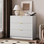 MAISONARIA White Fluted Dresser for Bedroom, 32 Inch Wide Nightstand with Large Drawer, 3 Drawer End Table for Bedroom, Living Rooms, Offices, and Entryways by MAISONARIA
