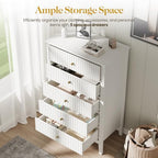 RoyalCraft White Fluted 5 Drawer Dresser for Bedroom, Tall Chest of Drawers, Waterproof Lacquered Desktop,Modern Wood Storage Cabinet for Living Room - Image 4