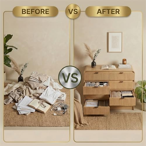 FURSUN Fluted 8 Drawers Dresser for Bedroom, 55" Wide Wooden Dresser with Metal Handle, Curved Profile Design, Modern Storage Organizer for Bedroom, Living Room, Hallway, Natural Oak - Image 5