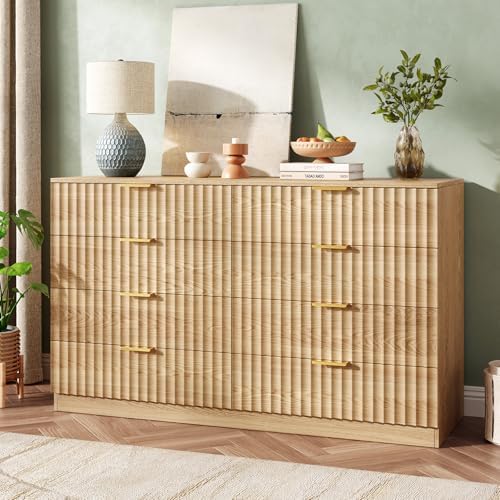 47.2" Wide Fluted 8 Drawer Dresser for Bedroom, Natural - Image 3