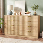 47.2" Wide Fluted 8 Drawer Dresser for Bedroom, Natural - Image 3