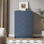 MAISONARIA 5 Drawer Dresser for Bedroom, Tall Dresser Chest of Drawers with Gold Handles, 32 Inch Wide Nightstand with for Bedroom, Living Rooms, Offices, and Entryways, Navy Blue - Image 6