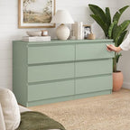 Green Dresser for Bedroom, Modern Large 6 Drawer Dresser with Deep Drawer,Wide Storage Chest of Drawers,TV Stand for Living Room - Image 2