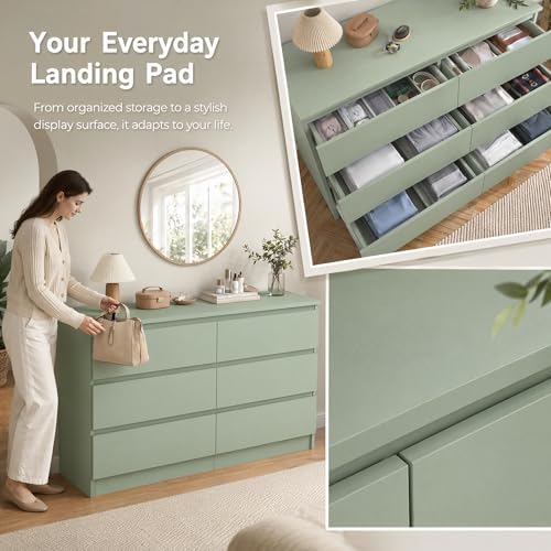 Spaco Dresser for Bedroom,Modern 6 Drawer Dresser with Deep Drawer,Wide Storage Chest of Drawers,Bedroom Storage Organizer Furniture,TV Stand for Living Room - Image 5