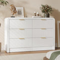 Decofy 47" H Fluted 6-Drawer Dresser for Bedroom, Pure White by Decofy
