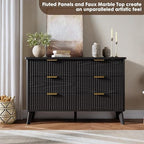 GarveeHome Fluted Dresser for Bedroom with 6 Deep Drawers, Black - Image 4