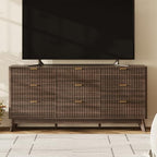 63" Wide Fluted 9 Drawers Dresser for Bedroom,Curved Edge,Walnut - Image 3