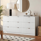 HOUROM 59” Wide White Fluted Dresser for Bedroom with 9 Drawers - Image 6
