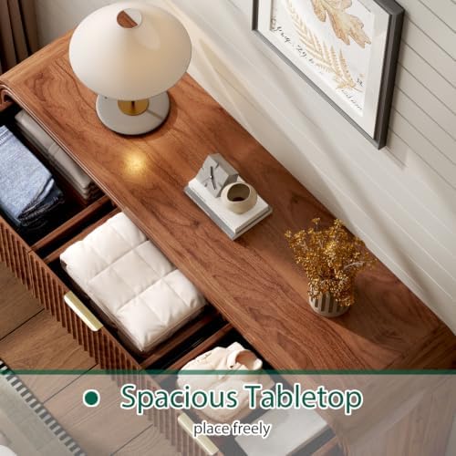 Ieejdn 62.91" Modern Chest of Drawer, 9 Deep Drawers,Clothes Organizer,Large Storage Cabinet for Living Room, Bedroom,Dresser TV Stand, Wood Drawer Organizer for Living Room, Hallway, ​​Chestnut - Image 5