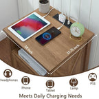 Farmhouse 2 Drawers Dresser,Natural Oak Small Dresser with Charging Station - Image 4