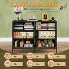 WLIVE Dresser for Bedroom with 6 Drawers, Charcoal Black Wood Grain Print - Image 5