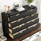 8 Drawer Fluted Dresser with Deep Drawers for Bedroom, Black丨55 Wide Modern Double Dresser, Wooden Chest of Dressers for Closet, Living Room Hallway and Entryway - Image 5
