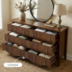 FUSUNBAO 6-Drawer Fluted Dresser, 52" Wide Double Chest of Drawers,Walnut - Image 5