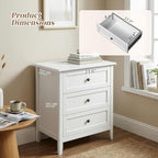 Karl home White Farmhouse Nightstand, Wide End Table with Charging Station - Image 4