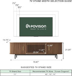 POVISON Fully-Assembled Sliding Tambour Door TV Stand, Mid Century Modern - Image 4