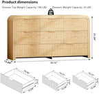 Ieejdn 55.12" Modern Chest of Drawer, 8 Deep Drawers,Clothes Organizer,Large Storage Cabinet for Living Room, Bedroom,Dresser TV Stand, Wood Drawer Organizer for Living Room, Hallway, Oak - Image 2