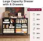 WLIVE Black Fabric Dresser for Bedroom, 6 Drawer Dressers, Chest of Drawers - Image 5