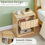 Bifins Fluted Small Nightstand Set of 2, Natural - Image 5