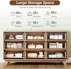 Bonnlo Fluted Dresser,57" Fluted Wide Modern Dresser with Metal Handle, Chest of Drawers, Curved Profile Design, Wood 9 Drawer Organizer for Bedroom, Natural Oak - Image 6